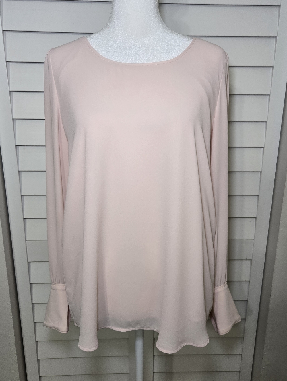 LOFT Long-Sleeve Scoop Neck Blouse - Pale Blush